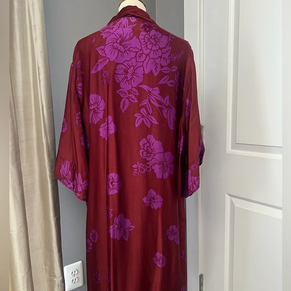 Zara Floral Kimono with Purple Accents - Picture 9 of 11